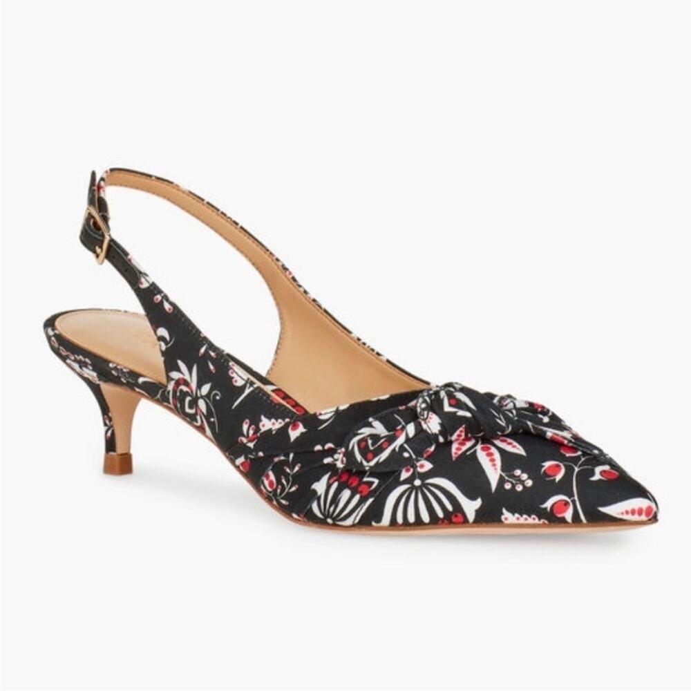 Talbots Sylvie Side Knot Floral Slingback Heels Size 9 EUC